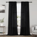 Nanspring Black Semi Sheer Linen Curtains 84 inch Length by Nanspring