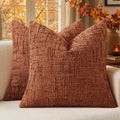 MIULEE Chenille Textured Fall Throw Pillow Covers Burnt Orange 16x16 | Set of 2 by MIULEE
