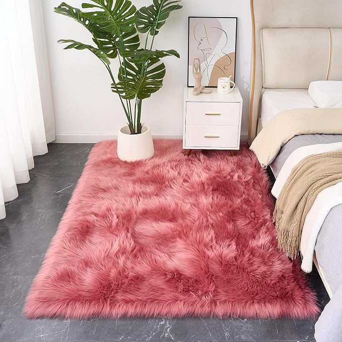 EasyJoy Ultra Soft Fluffy Shaggy Area Rug Faux Fur Rug Chair Cover Seat Pad - Image 6