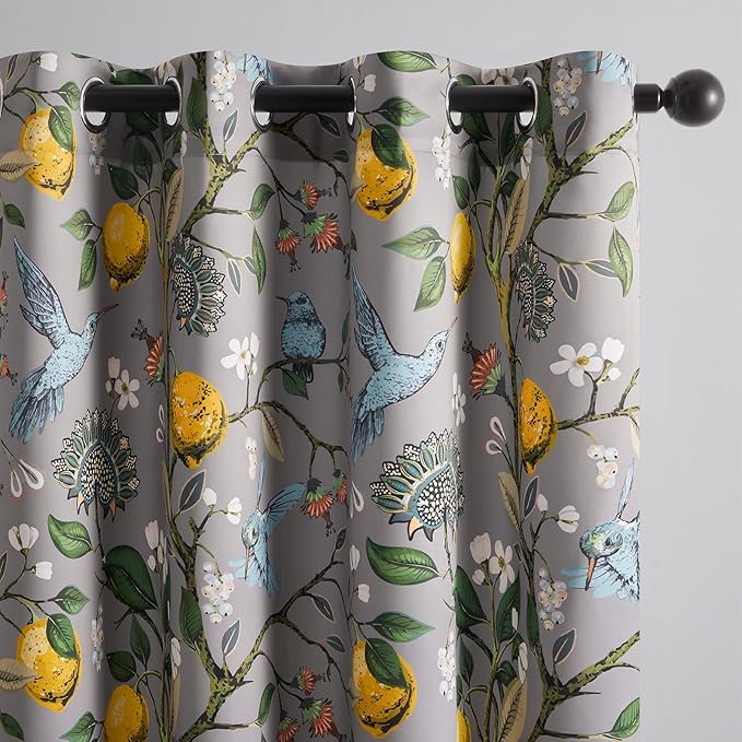 Topfinel Gray Patterned Curtains 96 Inch Long by Topfinel