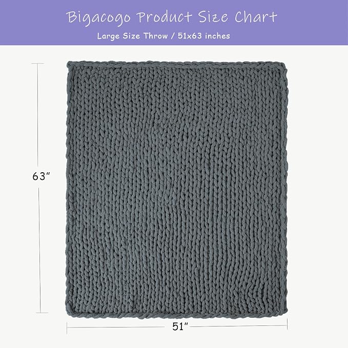 Bigacogo Chunky Knit Throw Blanket - Image 2