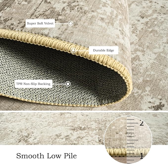 Toneed Abstract Area Rug 7x9 Modern Washable Rug Soft Non Slip Rug Low Pile - Image 6