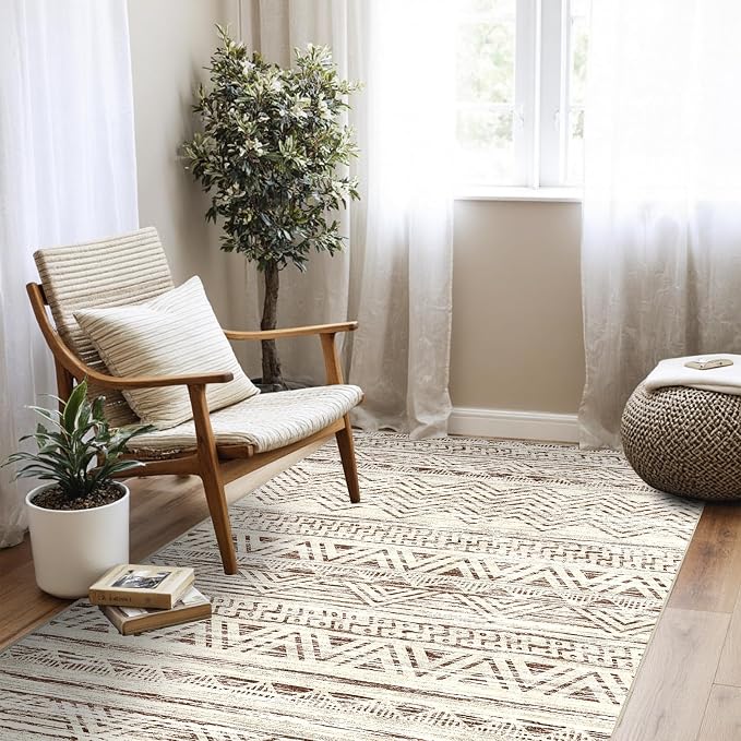 4x5 Washable Entryway Area Rug: Modern Moroccan Runner Rugs Indoor Soft Non - Image 9