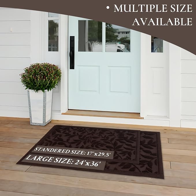 Coffee Brown Leaves Fall Outdoor Indoor Entrance Doormats, Absorbent Durable - Image 9