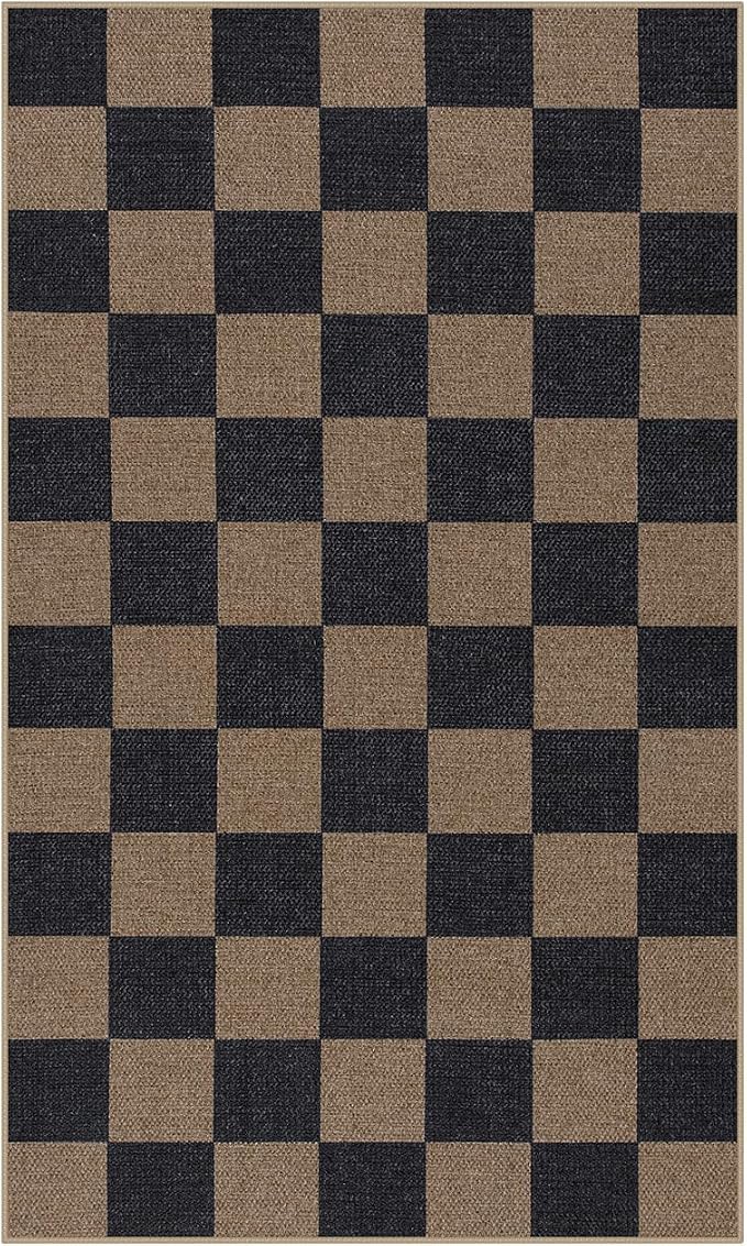 Lahome Colette Checkered Easy Jute 3x5 Rug, Washable Rugs - Image 7