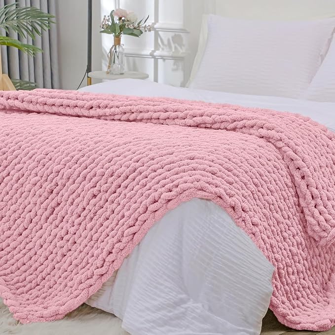 Bigacogo Chunky Knit Throw Blanket by Bigacogo