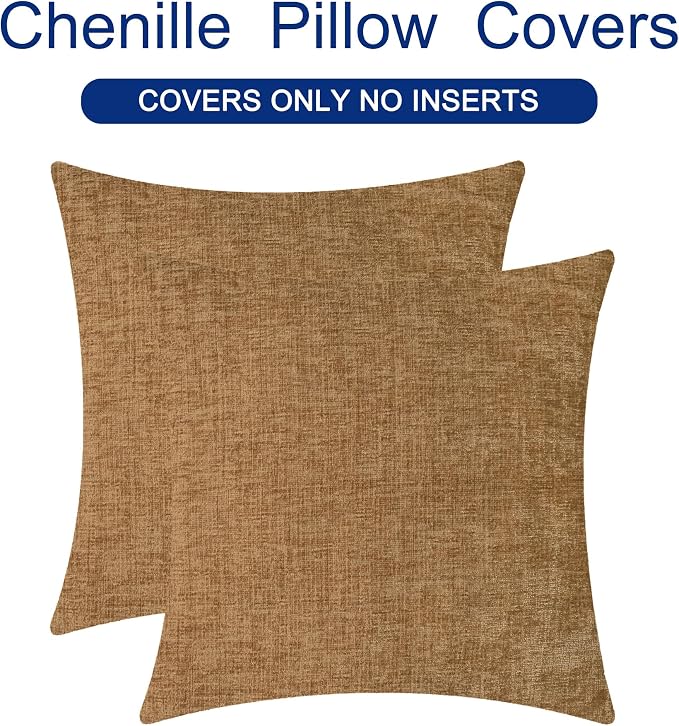 CaliTime Throw Pillow Covers Decorative 26 X 26 Inches Pack of 2 Cozy Chenille - Image 6