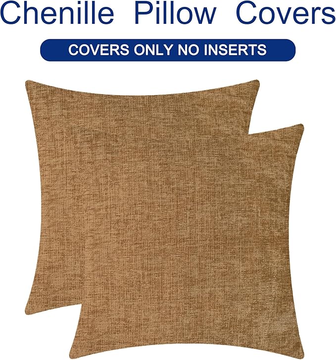 CaliTime Throw Pillow Covers Decorative 18 X 18 Inches Pack of 2 Cozy Chenille - Image 6