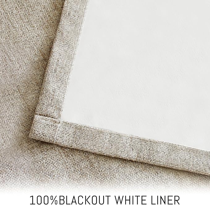 Yakamok Natural Linen Curtains 100% Blackout 84 Inches Long, Room Darkening - Image 3