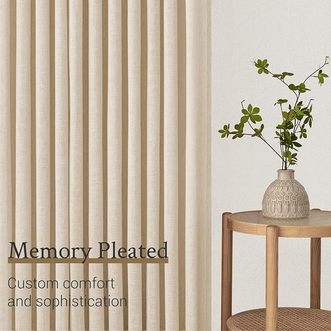 Topfinel Pinch Pleated Curtains 90 Inches Long 2 Panels Set, Sand Beige Semi - Image 3
