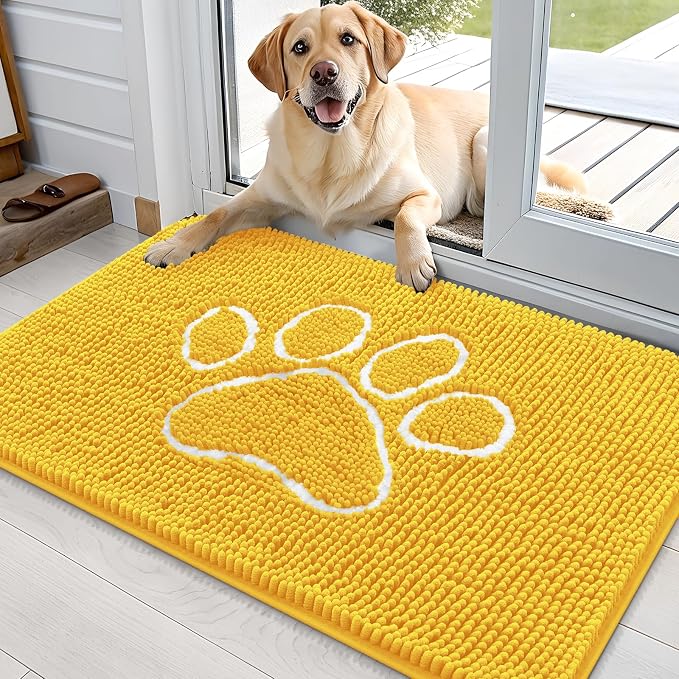 OLANLY Dog Door Mat for Muddy Paws 36x24, Paw Print Design, Absorbs Moisture by OLANLY