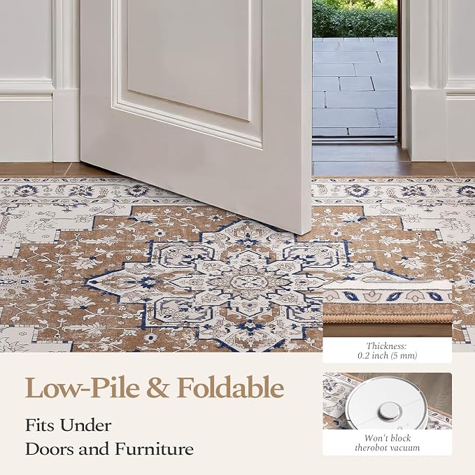 Rugflix 9x12 Area Rug for Living Room, Vintage Washable Area Rug Non Slip - Image 5