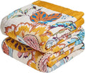 MSGKV Boho Throw Blanket 90"x90" Floral Cotton Blanket by MSGKVHomeTextiles