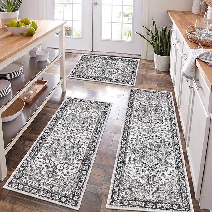 HEBE Boho Kitchen Rug Sets 3 Piece by HEBE