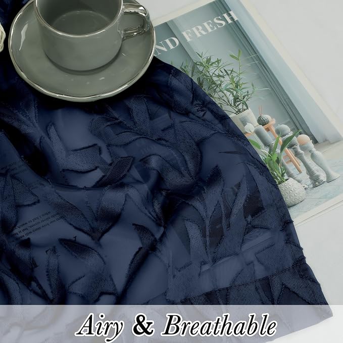 Lecloud Leia 14 Inch Navy Blue Sheer Valances - Image 2