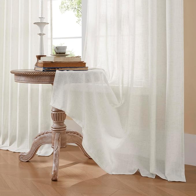 Joydeco Linen Curtains for Bedroom 63 Inch Length 2 Panels Set, 37 Inch Wide - Image 6