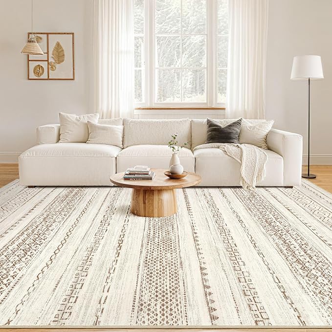 Nakagishi 6x9 Area Rugs Living Room: Washable Boho Large Neutral Soft Farmhouse - Image 4