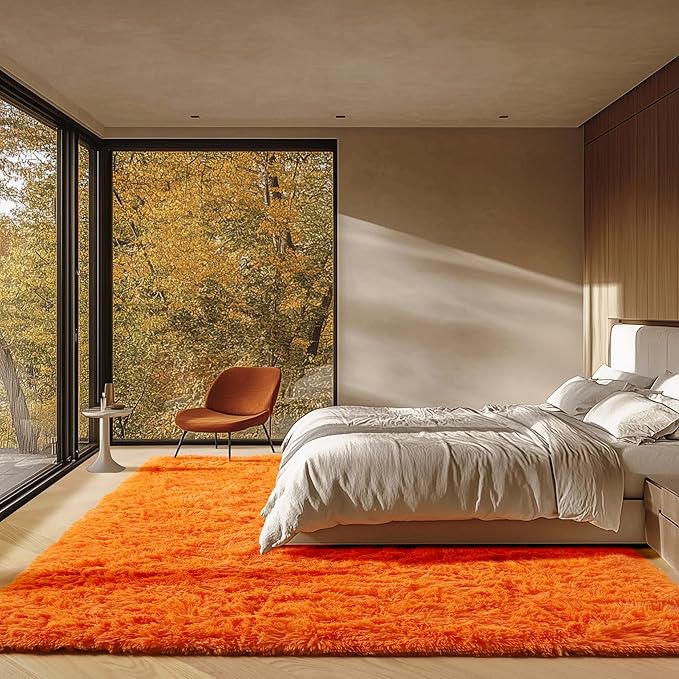 ONASAR Orange Area Rugs for Bedroom Living Room, Fluffy 4x6 Indoor Bedside - Image 8