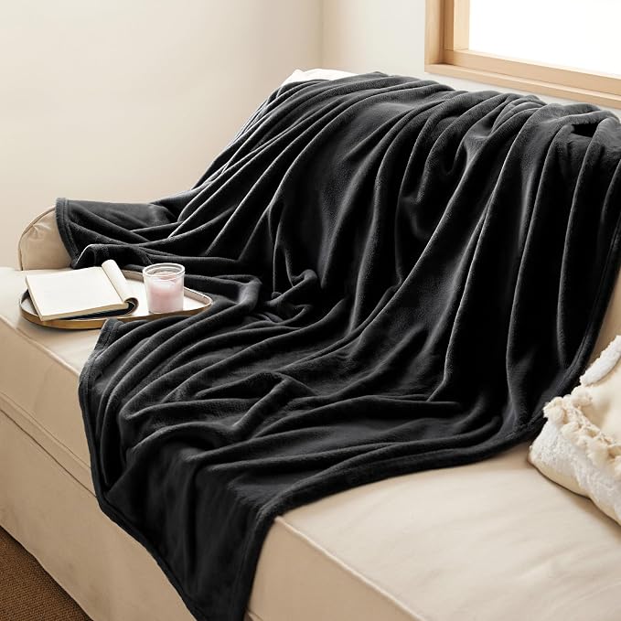Bedsure GentleSoft Fleece Throw XL Blanket Black - Image 5