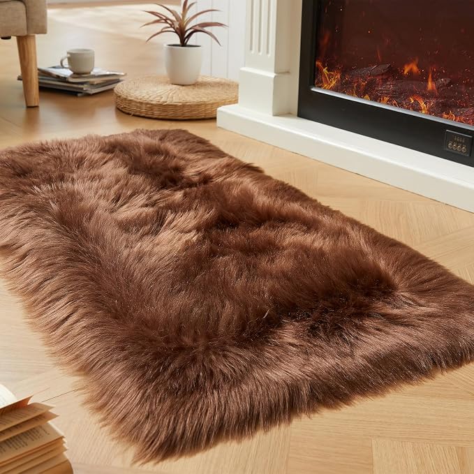 EasyJoy Ultra Soft Fluffy Shaggy Area Rug Faux Fur Rug Chair Cover Seat Pad by EasyJoy