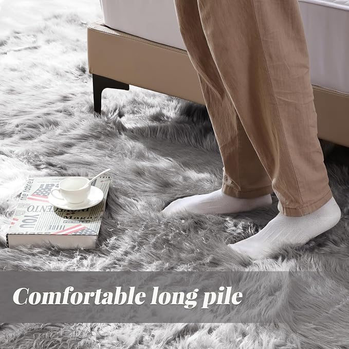 ORINOVA Shag Washable Area Rugs 8x10 Grey Fluffy Rug - Image 3