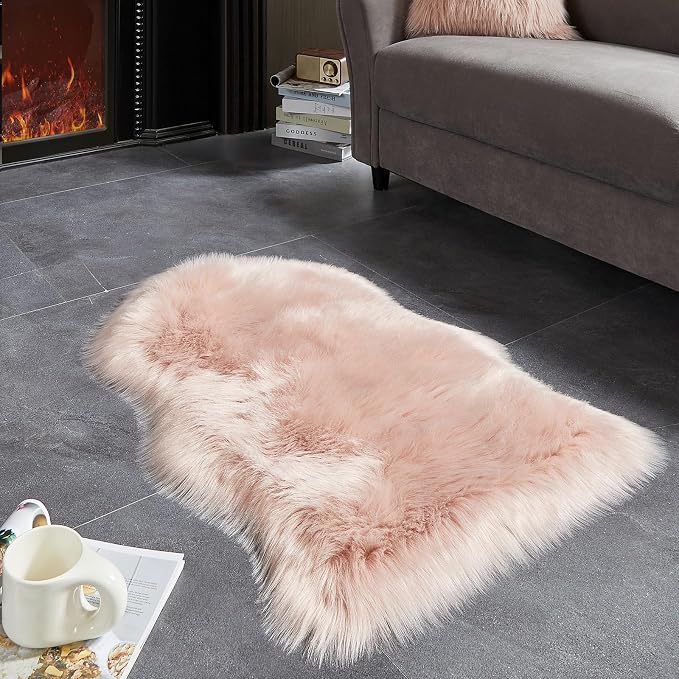 AMTOVO Faux Fur Rug, Fluffy Sheepskin Rug, Fuzzy Ultra Soft 2 x 3 ft Shag Rugs - Image 4