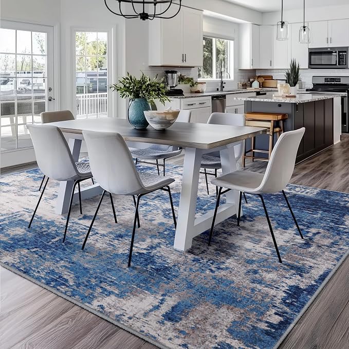 Washable Area Rugs 9'x12' Non-Slip Modern Abstract Soft - Image 2