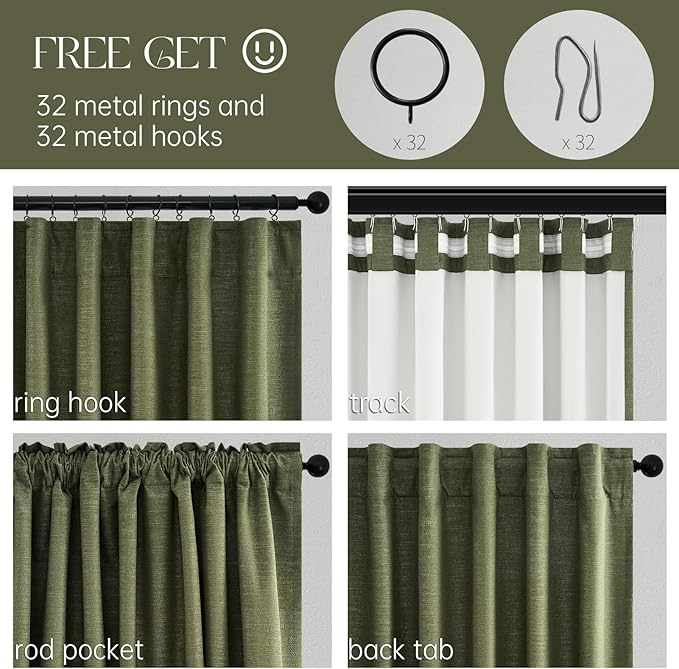 Topfinel Kitchen Curtains 54 Inch Length Linen Blackout Curtains - Image 3