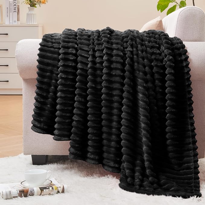 BEDELITE Fleece Blanket Twin Size – 3D Ribbed Jacquard Soft and Warm Decorative by BEDELITE