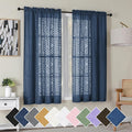 Simplebrand Navy Blue Semi Sheer Curtains 63 Inch Length 2 Panels, Light by Simplebrand