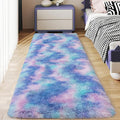 Soft Runner Rugs for Bedroom Hallways, 2x6 Purple Rainbow Fluffy Shag Throw by Ailyei