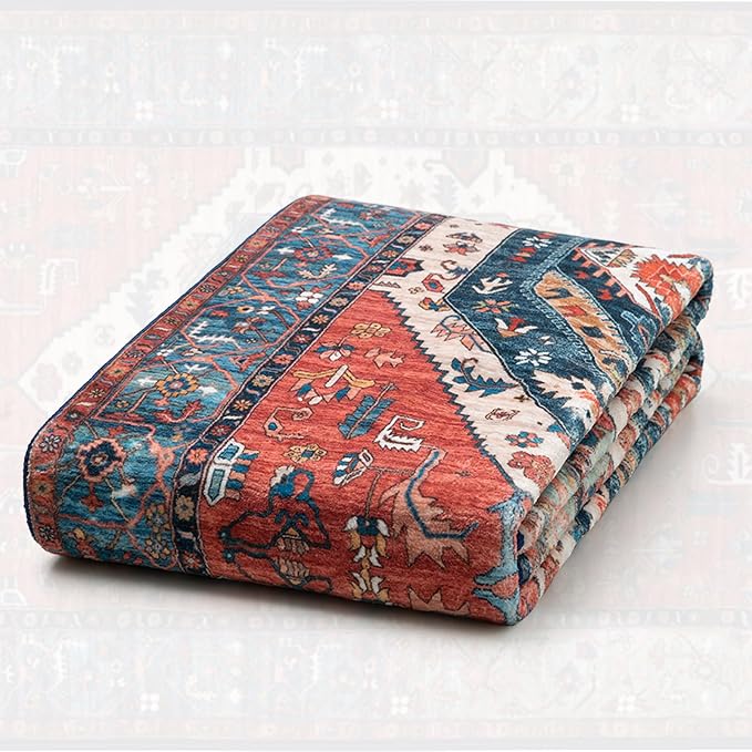 SERISSA Washable Rugs 9x12 Area Rugs, Large Non-Slip Boho Living Room Rust Rug - Image 7