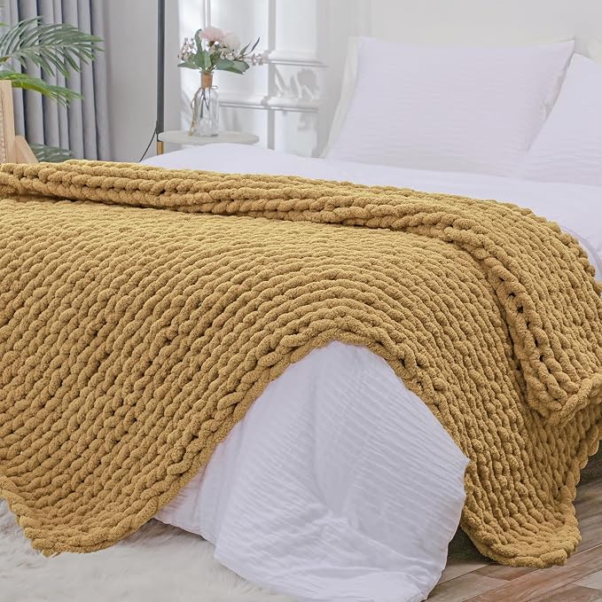 Bigacogo Chunky Knit Throw Blanket by Bigacogo