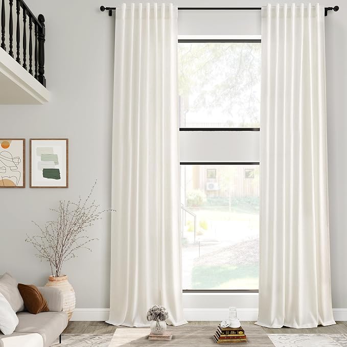 Cream Linen Curtains 168 Inches Long by Nanspring
