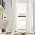 Cream Linen Curtains 192 Inches Long 2 Panels Set by Nanspring
