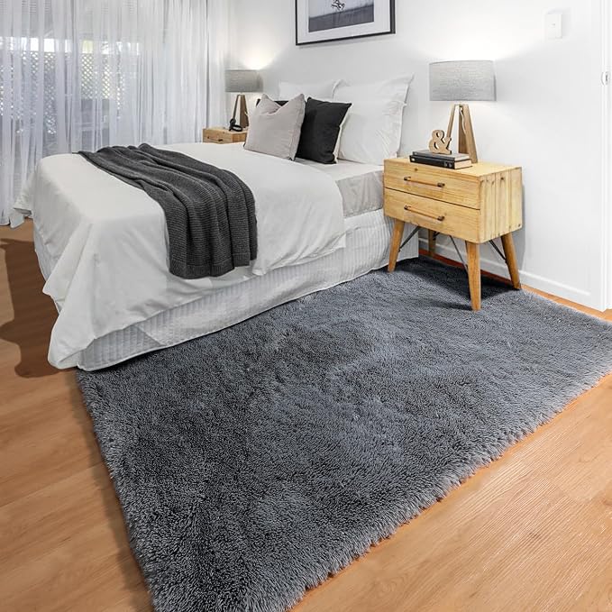 ONASAR Grey 3x5 Rugs for Bedroom, Fluffy Gray Bedside Area Rug, Ultra Soft - Image 7