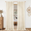 LAMIT Beige Linen Curtains for Living Room 80 inch Length, Light Filtering Semi by LAMIT