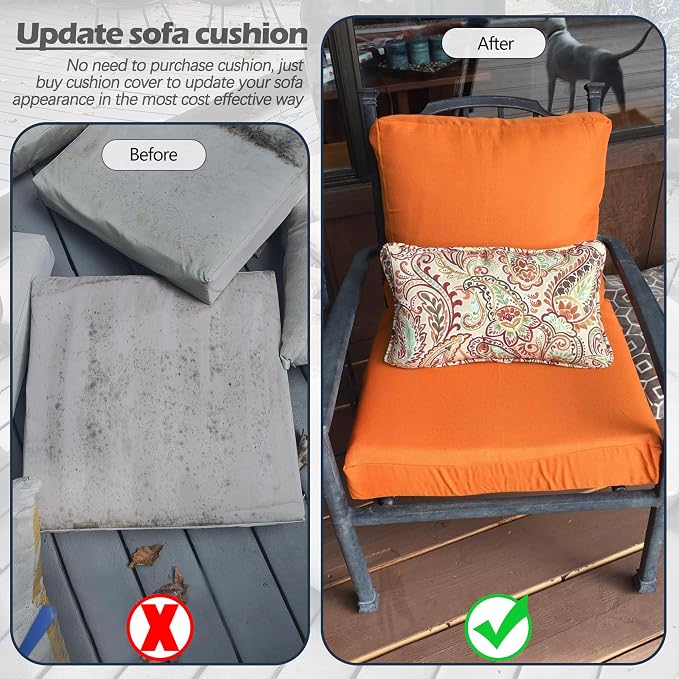 Sqodok Patio Cushion Cover 24x24 inch, Outdoor Seat Cushion Slip Cover - Image 8