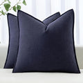 MIULEE Decorative Linen Euro Sham Pillow Covers 24x24 Navy ​Boho Farmhouse​ by MIULEE