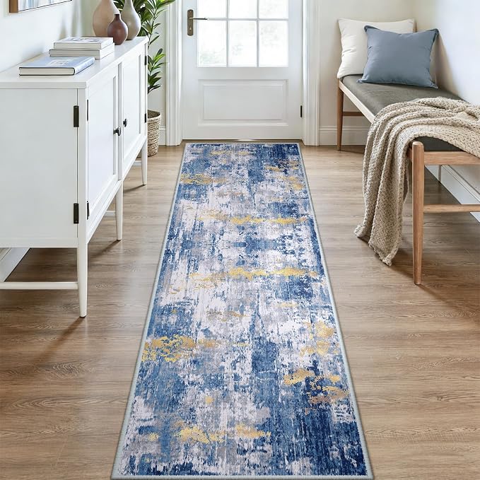 Washable Area Rugs 3x9 Non-Slip Modern Abstract Soft - Image 2