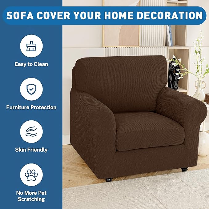 XINEAGE Large Couch Cushion Covers Seat Cushion Cover Thick Stretch Sofa - Image 7