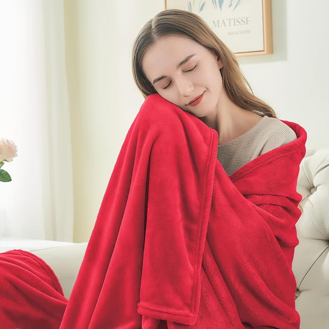 BEDELITE Fleece Blanket Red Throw Blanket - Image 2