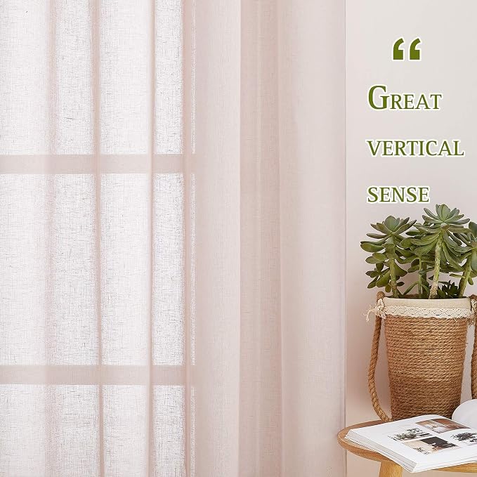 NICETOWN Flax Natural Blend Semi Sheer Curtains 72" L - Image 6