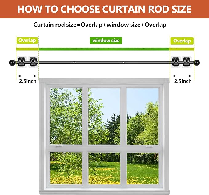 Curtain Rods No Drilling for Windows, 5/8 Inch Diameter Drapey Pole - Image 6