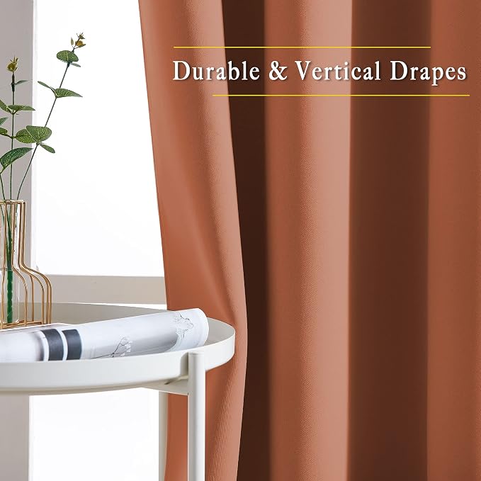 NICETOWN Burnt Orange Blackout Living Room Curtains 110 inches Long, Grommet - Image 5