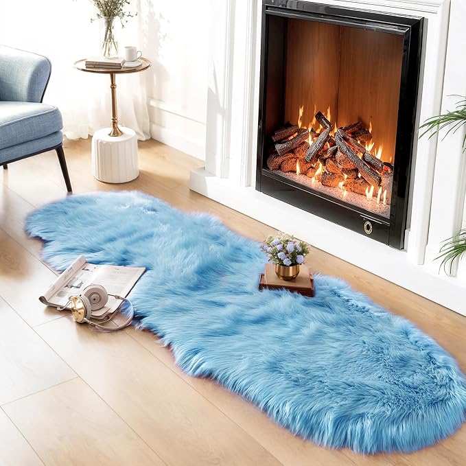 Ciicool Ultra Soft Faux Sheepskin Fur Rug Fluffy Rug - Image 3