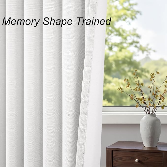 Topfinel Snow White Blackout Linen Curtains 102 Inches Long - Image 3