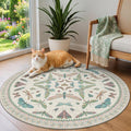 Cream Round Rugs 4ft for Living Room by HazoHaus