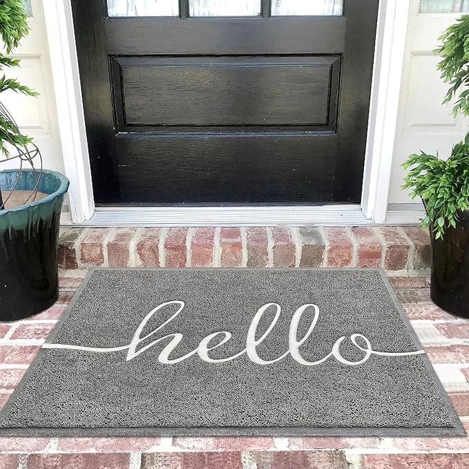 EARTHALL Door Mat Outside Inside Hello Doormat, Durable Floor Mat Non Slip Mat by EARTHALL