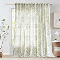 jinchan Linen Floral Curtains 100 Inch Extra Wide by JINCHAN